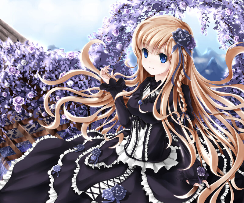 Blonde Girl in Black Dress — Serene, Spring