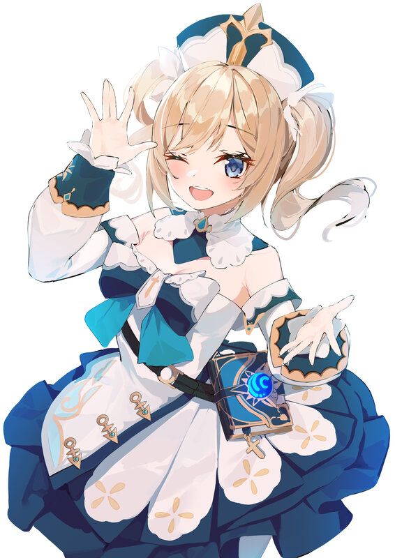 Blonde Girl in Blue Dress — Cheerful, Anime