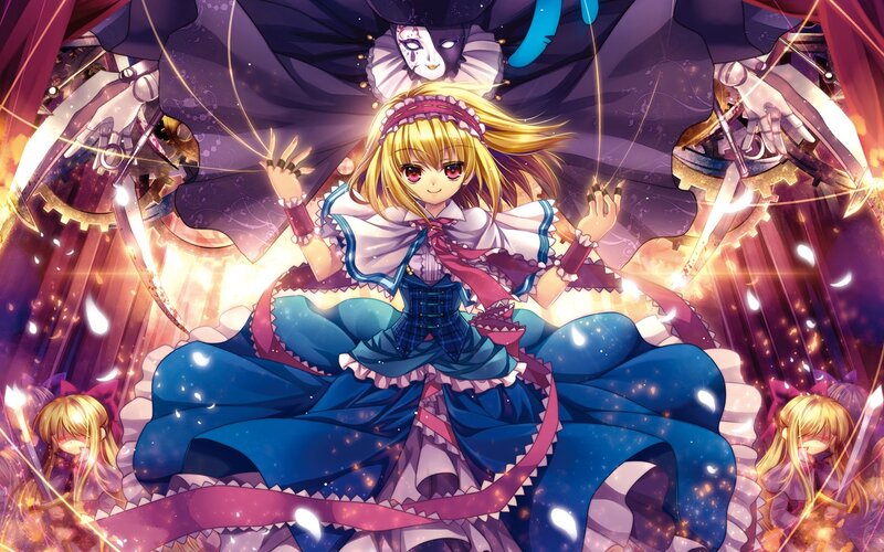 Blonde Girl in Blue Dress — Dramatic, Anime
