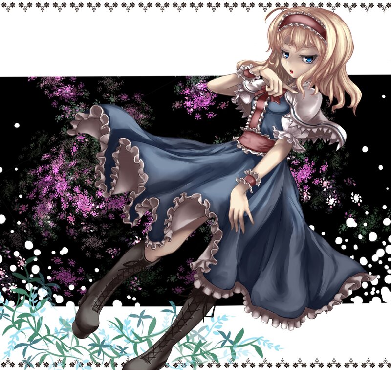 Blonde Girl in Blue Dress — Dramatic, Night, Anime
