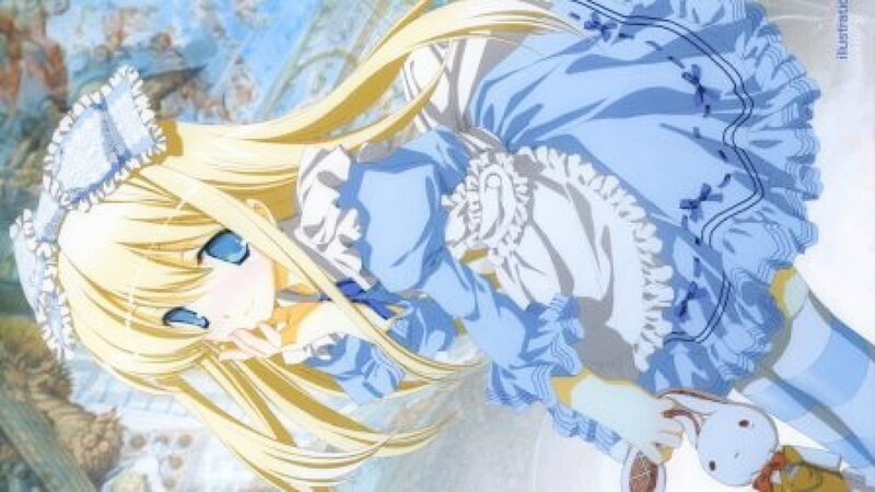 Blonde Girl in Blue Dress — Dreamy, Anime, Doll