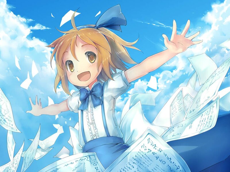 Blonde Girl in Blue Dress — Joyful, Afternoon