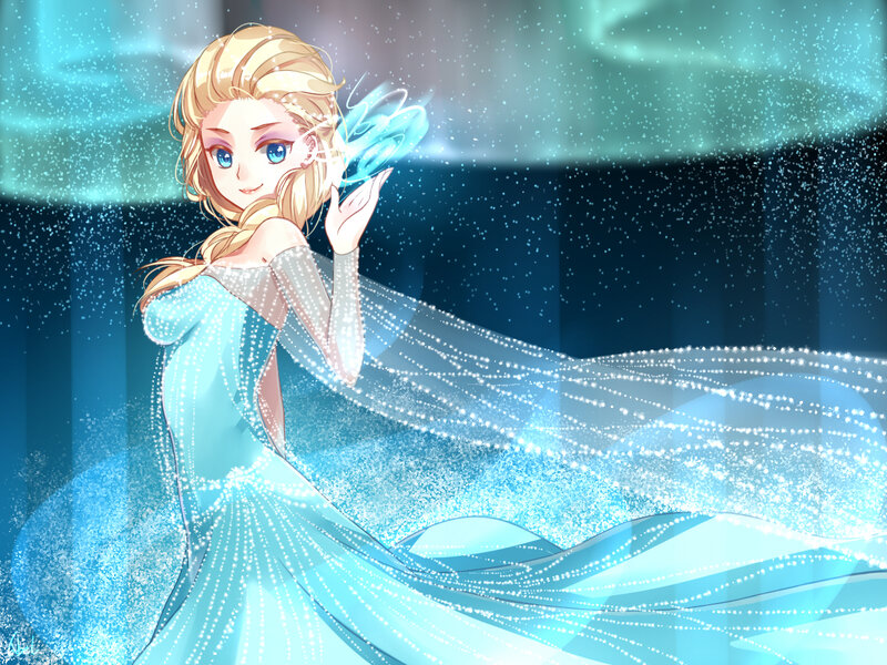 Blonde Girl in Blue Dress — Magical, Night