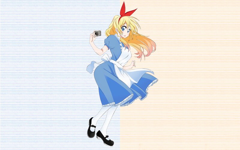 Blonde Girl in Blue Dress — Playful, Anime, Camera