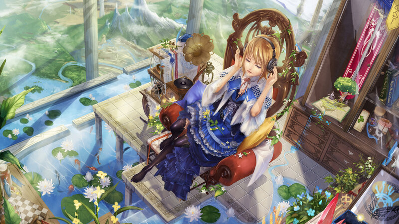 Blonde Girl in Blue Dress — Serene, Afternoon