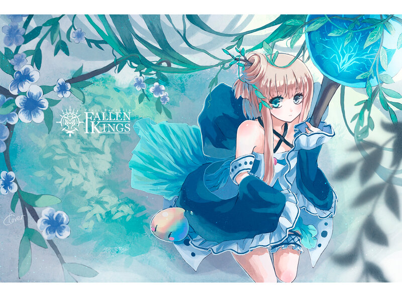 Blonde Girl in Blue Dress — Serene, Spring, Digital Art