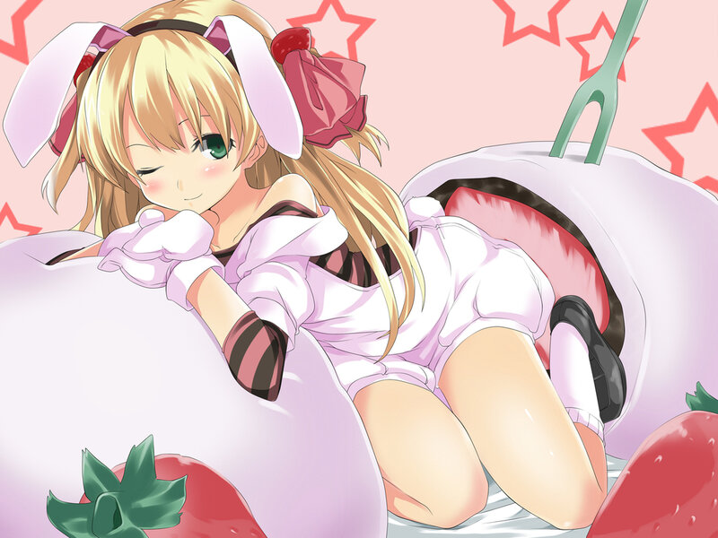 Blonde Girl in Bunny Costume — Pink, Playful