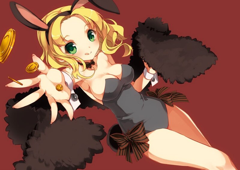 Blonde Girl in Bunny Costume — Red