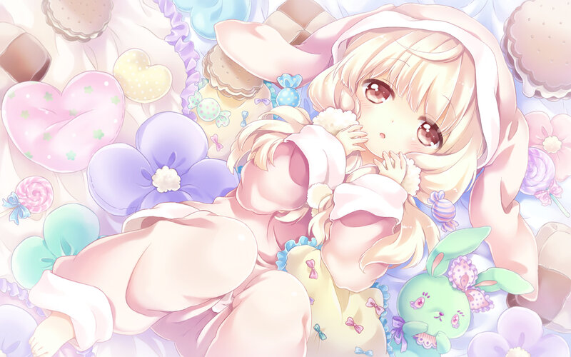 Blonde Girl in Bunny Suit — Pink