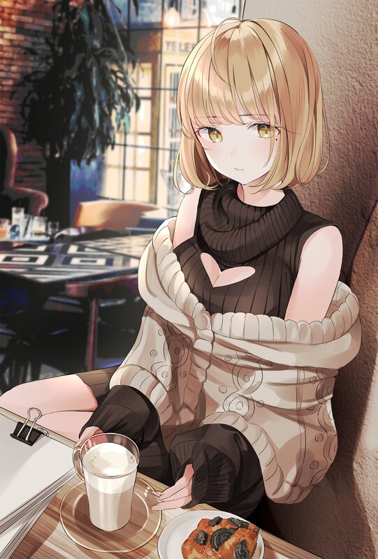 Blonde Girl in Cafe