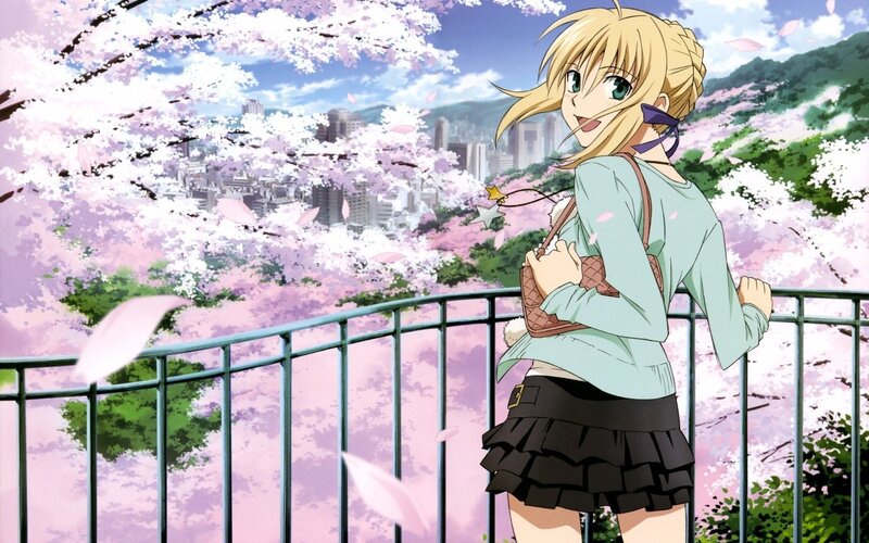 Blonde Girl in Cherry Blossoms — Pink, Serene, Spring