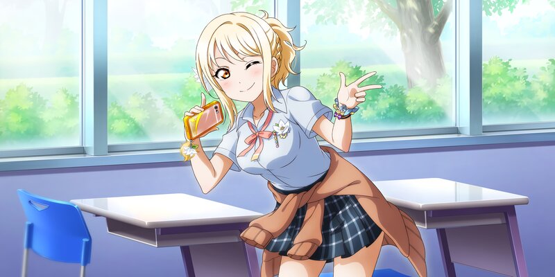 Blonde Girl in Classroom — Blue