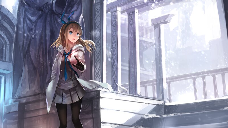 Blonde Girl in Coat — White