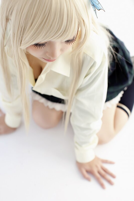 blonde girl in cosplay
