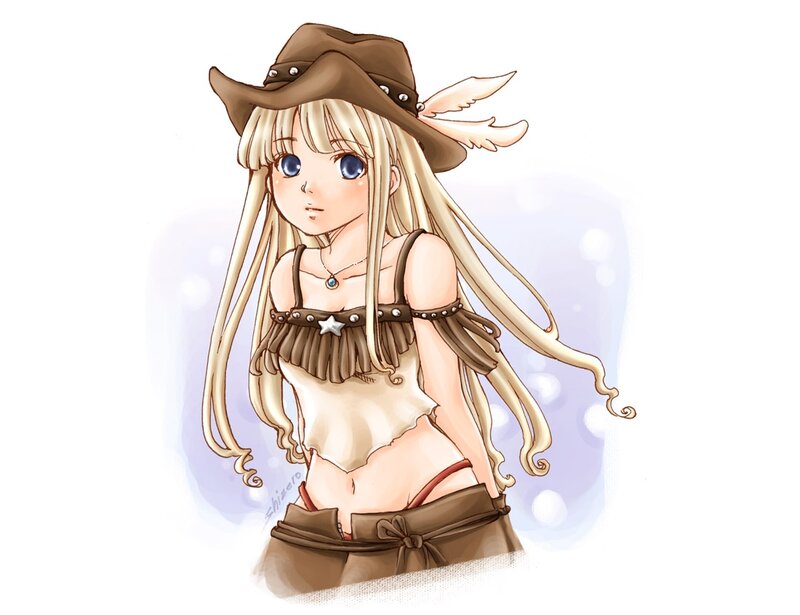 Blonde Girl in Cowboy Hat — Brown