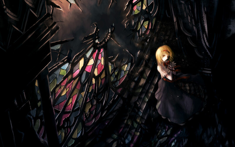 Blonde Girl in Dark Room — Black, Dramatic, Night