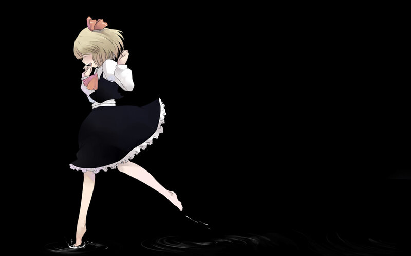 Blonde Girl in Dress — Black, Dramatic, Anime, Water