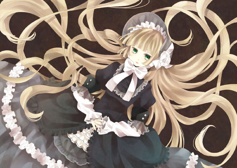 Blonde Girl in Dress — Black, Dramatic
