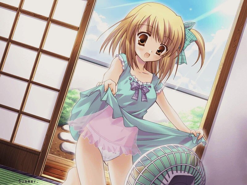 Blonde Girl in Dress — Blue, Bright, Cheerful