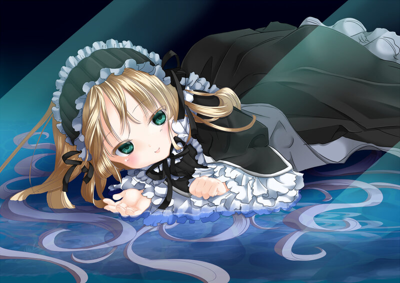 Blonde Girl in Dress — Blue, Dramatic, Night