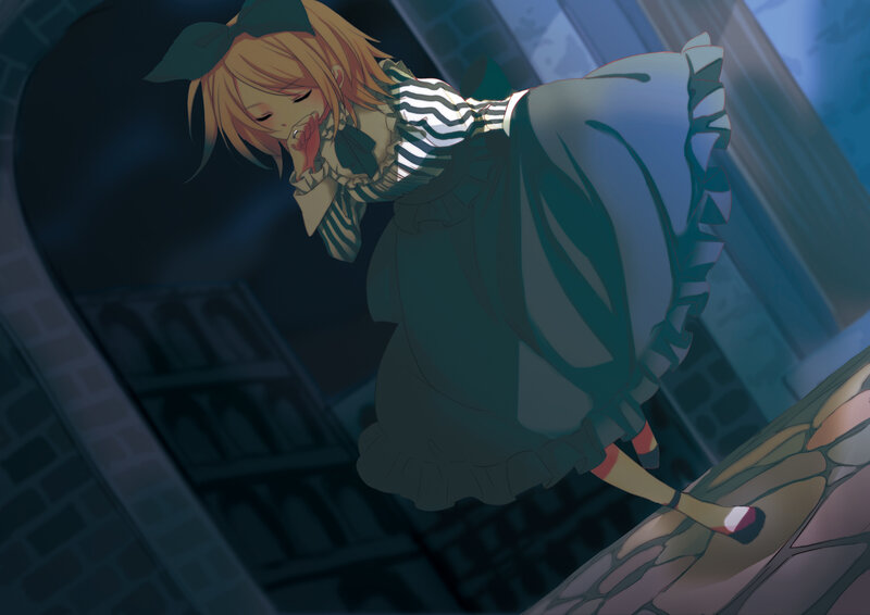 Blonde Girl in Dress — Blue, Dramatic