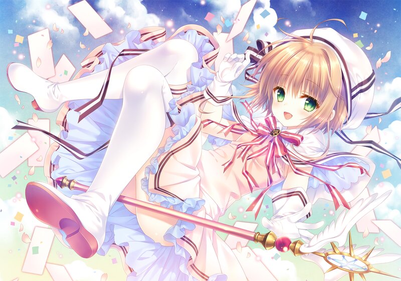 Blonde Girl in Dress — Blue, Joyful, Anime