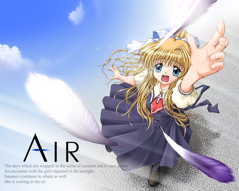 Blonde Girl in Dress — Blue, Playful
