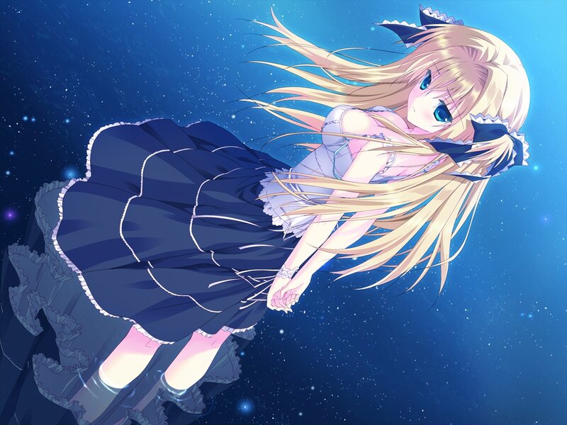 Blonde Girl in Dress — Blue, Serene, Night