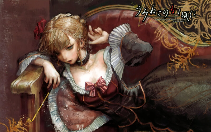 Blonde Girl in Dress — Brown, Dramatic