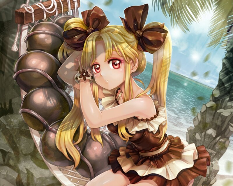 Blonde Girl in Dress — Brown, Serene