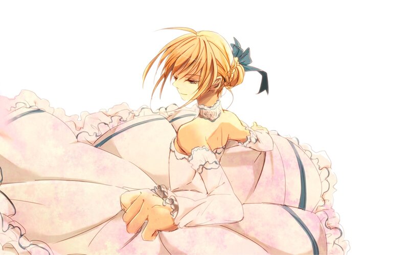 Blonde Girl in Dress — Pink, Calm