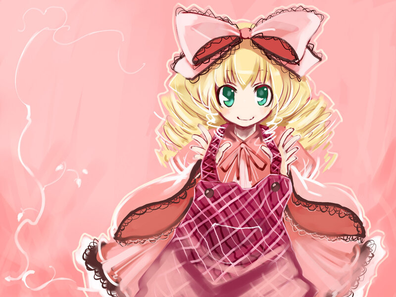 Blonde Girl in Dress — Pink, Cheerful