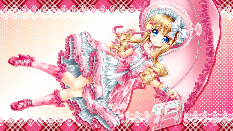 Blonde Girl in Dress — Pink, Playful