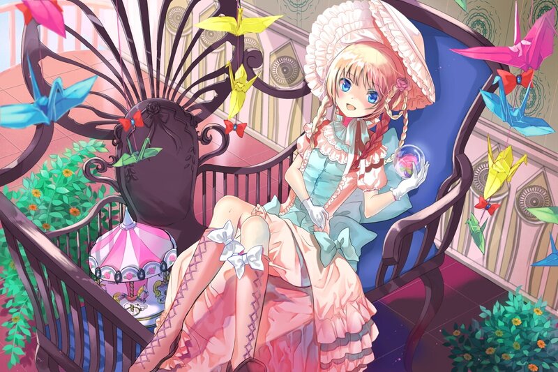 Blonde Girl in Dress — Pink, Whimsical