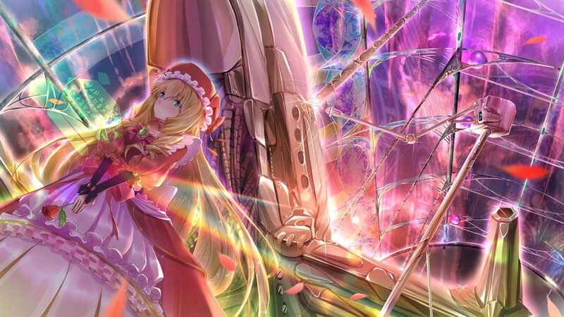 Blonde Girl in Dress — Purple, Dramatic, Anime