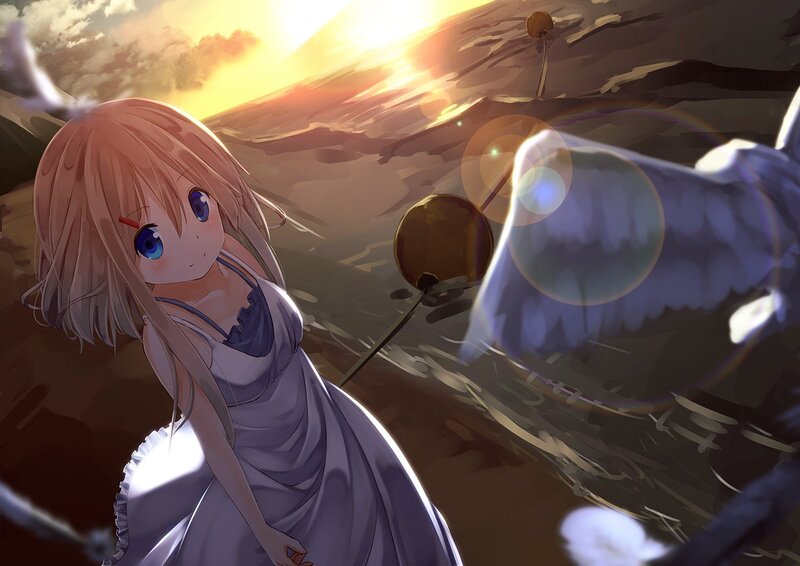 Blonde Girl in Dress — Purple, Dramatic, Sunset