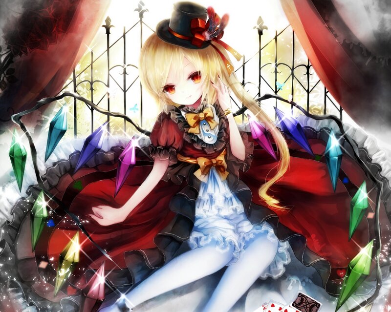 Blonde Girl in Dress — Red, Dramatic, Anime