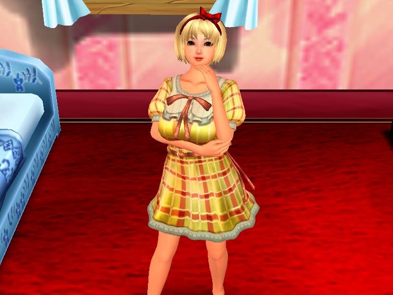 Blonde Girl in Dress — Red