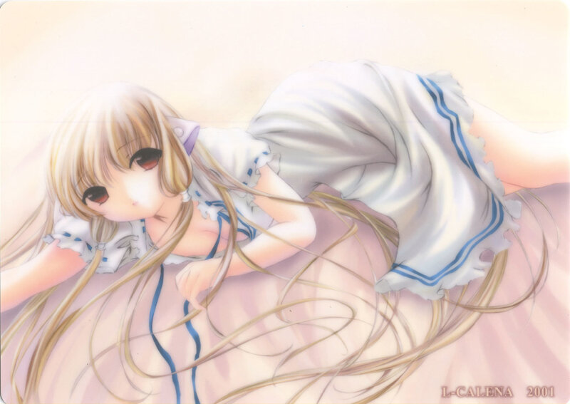 Blonde Girl in Dress — White, Calm, Anime, Bed