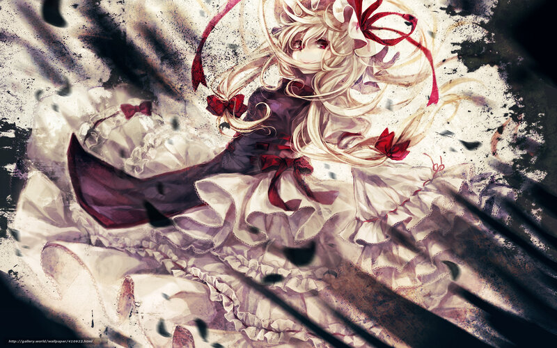 Blonde Girl in Dress — White, Dramatic, Anime, Ribbons