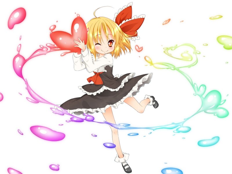 Blonde Girl in Dress — White, Playful, Anime