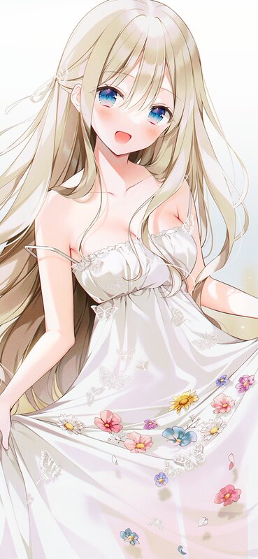 Blonde Girl in Dress — White, Serene, Anime