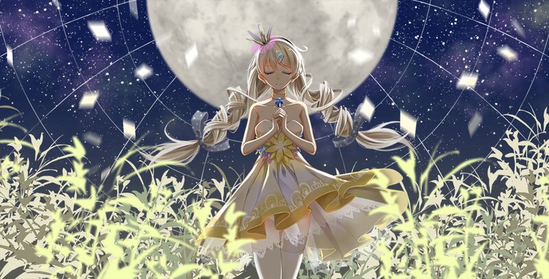 Blonde Girl in Dress — White, Serene, Night