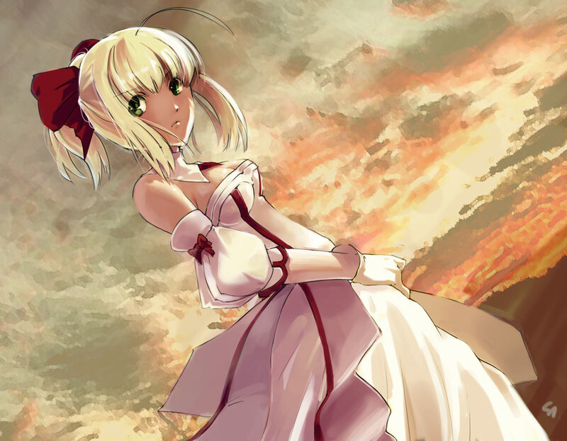 Blonde Girl in Dress — White