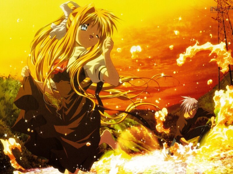 Blonde Girl in Dress — Yellow, Dramatic, Sunset