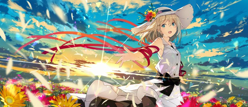Blonde Girl in Field — Blue, Dramatic
