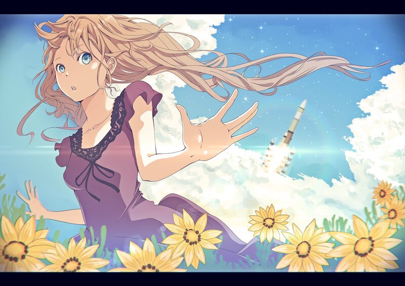 Blonde Girl in Field — Blue, Serene