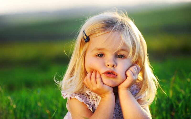 Blonde Girl in Field — Green, Calm