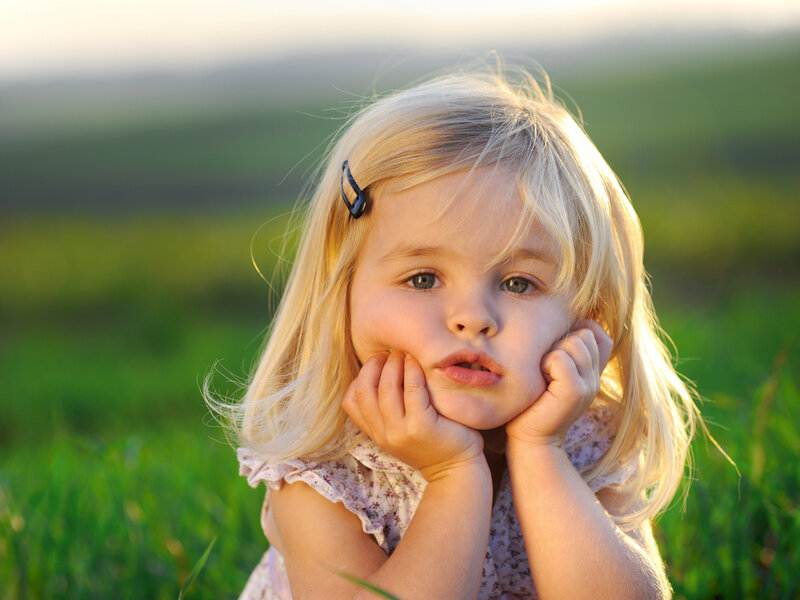 Blonde Girl in Field — Green