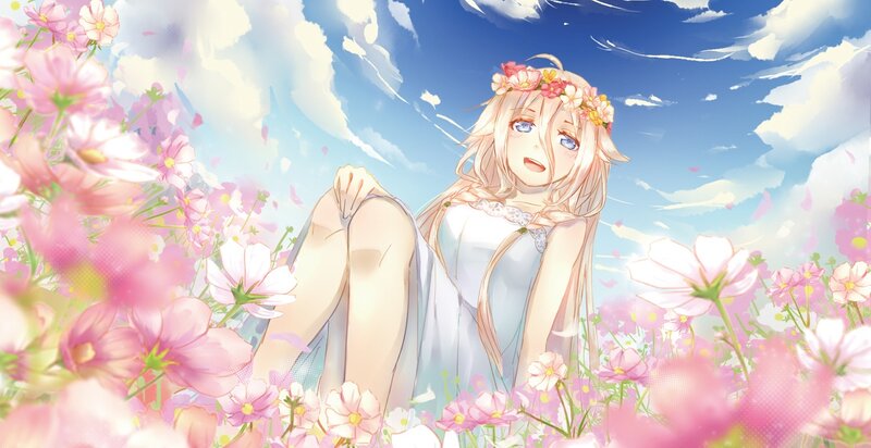 Blonde Girl in Field — Pink, Serene